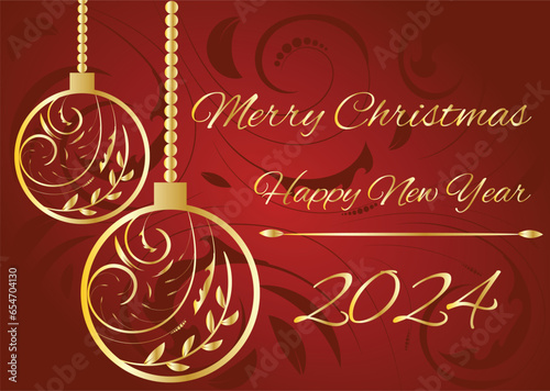 Christmas Bauble Ornament with Seasonal Greeting on Red. Seasonal greeting concept vector.