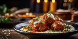 Delicious Meatballs with Sauce Served on a Plate