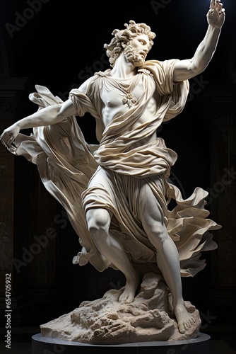 Classic white marble statue. Generative AI