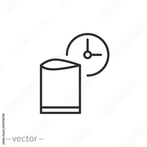 icon of best before date for open package, expiration date product, thin line symbol - editable stroke vector illustration