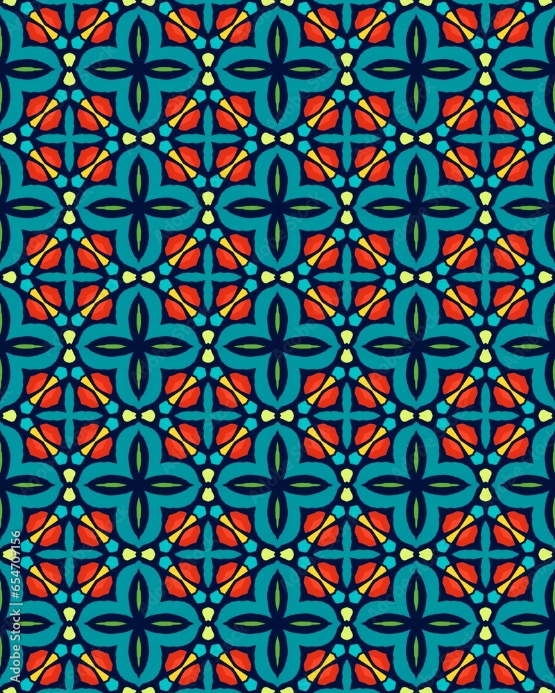 mosaic Seamless pattern background Symmetric vintage fabric texture Decor for design trendy fashion