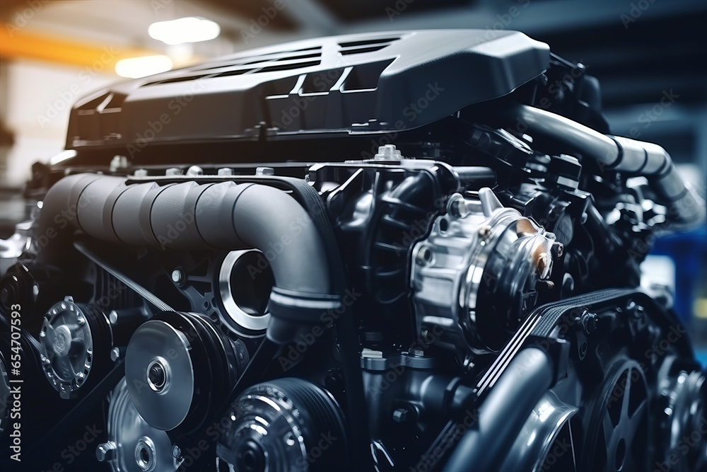 An engine of a modern car An engine of a modern car
