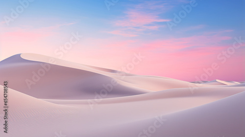 A desert scene with a pink sky