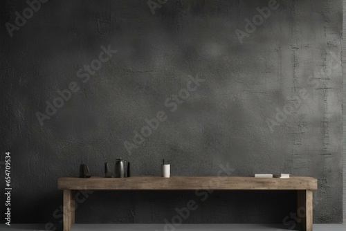 blue chair in the room  blackboard on wall  room with wall  chalk board on blackboard  concrete wall and floor paper on blackboard