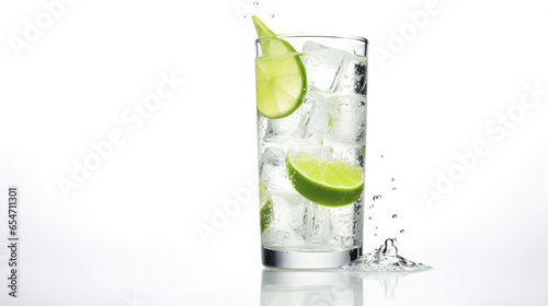 Gin and Tonic cocktail isolated on white background