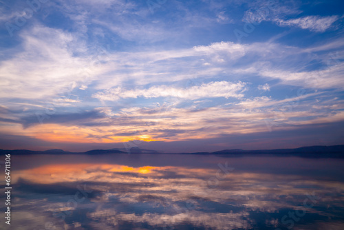 Colorful clouds and blue sky with the sunset for nature textured background