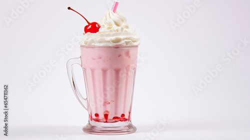 strawberry ice cream smoothie isolated on white background