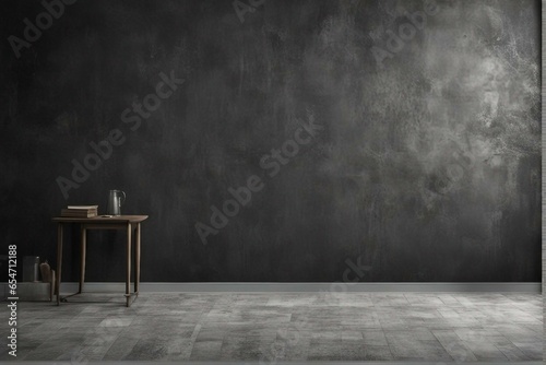 blackboard on wall, room with wall, chalk board on blackboard, concrete wall and floor