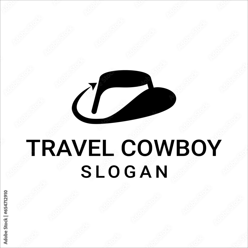 cowboy hat and plane travel vector logo cowboy hat and plane travel vector logo