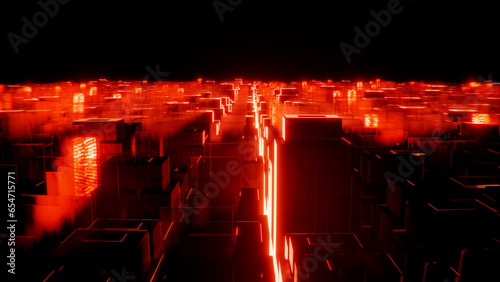 Fototapeta Naklejka Na Ścianę i Meble -  3d Render artwork visuals, fantastic animation Futurisc with lights. Concept dynamic and surreal background with lots of light spots