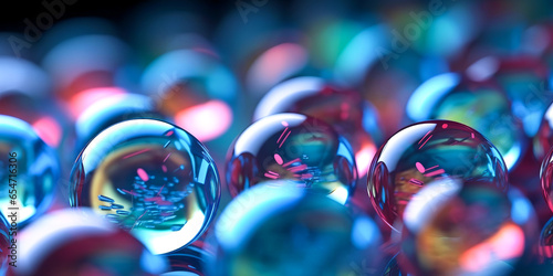 Macro of blue gel balls. Watery polymer hydrogel background. Crystal liquid