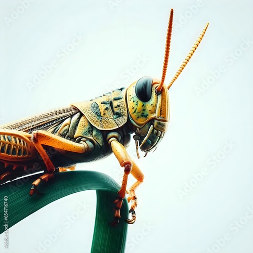 Green Grasshoper on a leaf photo
