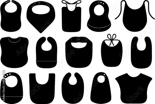 Set of different baby bibs isolated on white photo