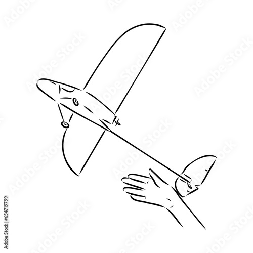 plane drawing on white background, airplane model sports, vector sketch