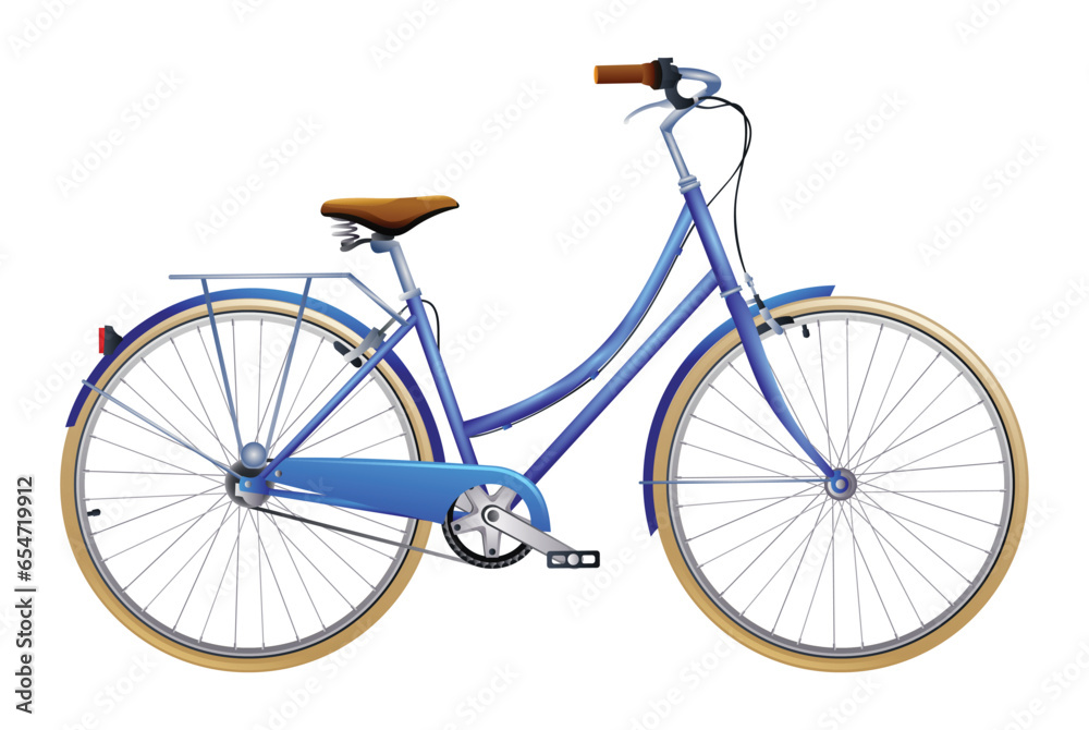 Classic city bicycle. Vector illustration isolated on white background