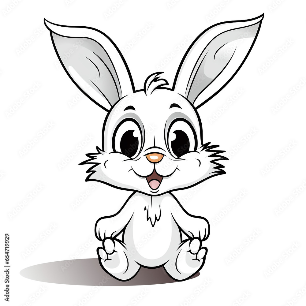 Cartoon illustration of a cute rabbit isolated on white background. Rabbits look cheerful and have wide ears. Cartoon illustration of a cute rabbit isolated on white background. Rabbits look cheerful and have wide ears.