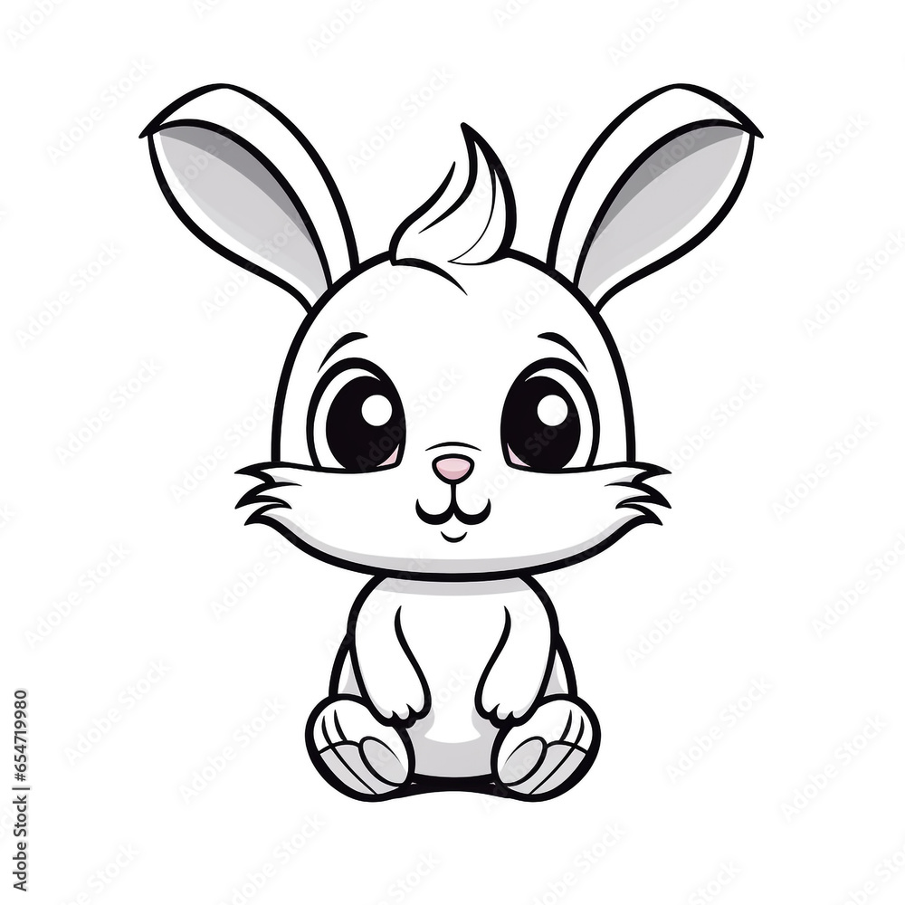 Cartoon illustration of a cute rabbit isolated on white background. Rabbits look cheerful and have wide ears. Cartoon illustration of a cute rabbit isolated on white background. Rabbits look cheerful and have wide ears.