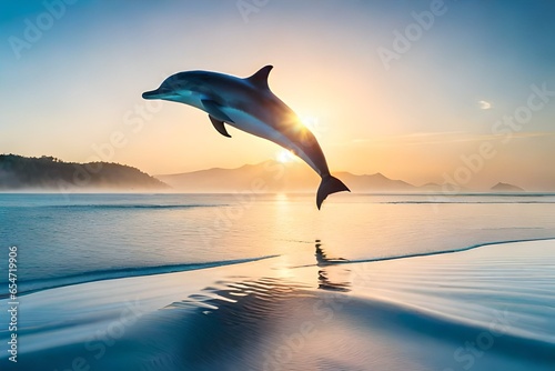 A spinner dolphin in red sea, cute dolphin acts in sea, dolphin is jumping out in the red sea