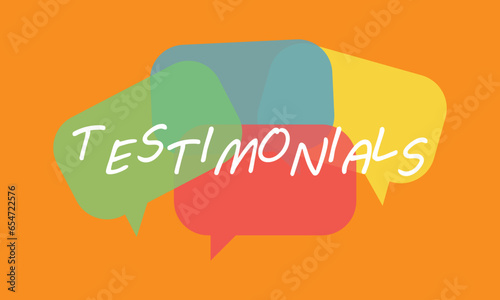 Testimonials on colorful speech bubble. Vector illustration