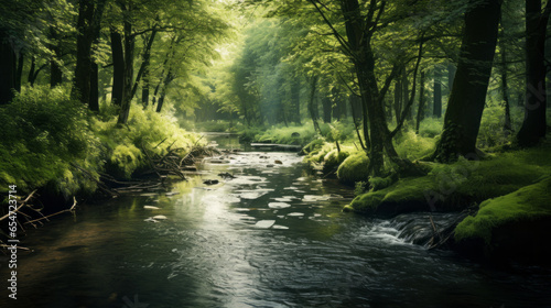 A clear stream winding through a forest  showcasing the beauty of pristine waterways