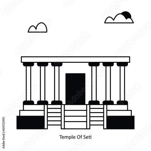 Temple Of Seti vector Solid  Design illustration. Symbol on White background EPS 10 File 