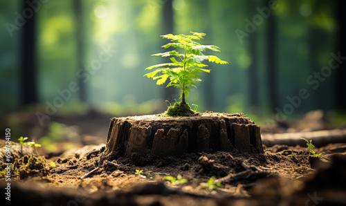 Continuity of Life: Young Tree Sprouting from Old Stump