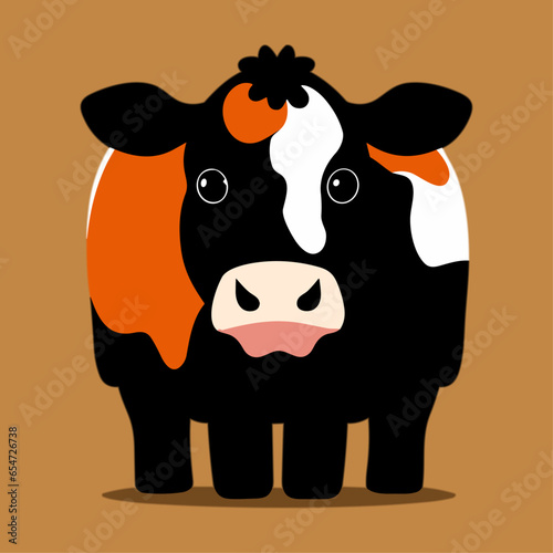 Draw vector illustration character design sticker funny cow cartoon style art and illustration