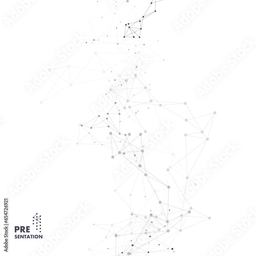 Abstract connect shapes with dots and lines. Vector science background. Polygonal network design