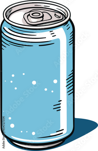 An outline of a beverage can, in the style of woodcut