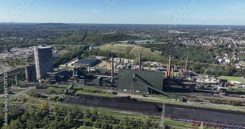 Aerial drone view of a cokes plant in Bottrop Germany. photo