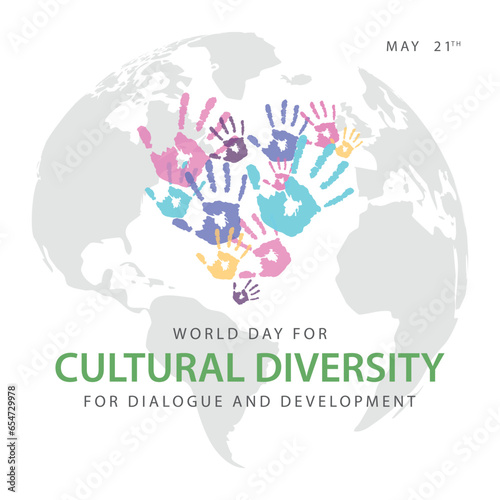 World day for cultural diversity for dialogue and development. Celebrated every year on 21 May. Suitable for templates, greeting cards, social media etc