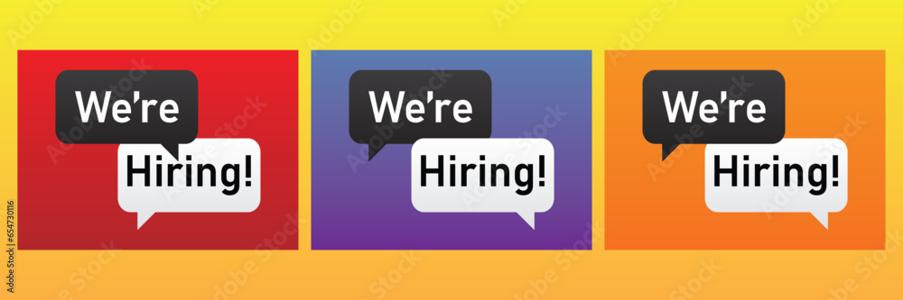 We are hiring on speech bubbles collection. Vector illustration We are hiring on speech bubbles collection. Vector illustration