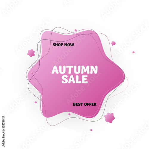 Autumn sale banner. Sale offer. Gradient shape badge, discount text. Vector illustration