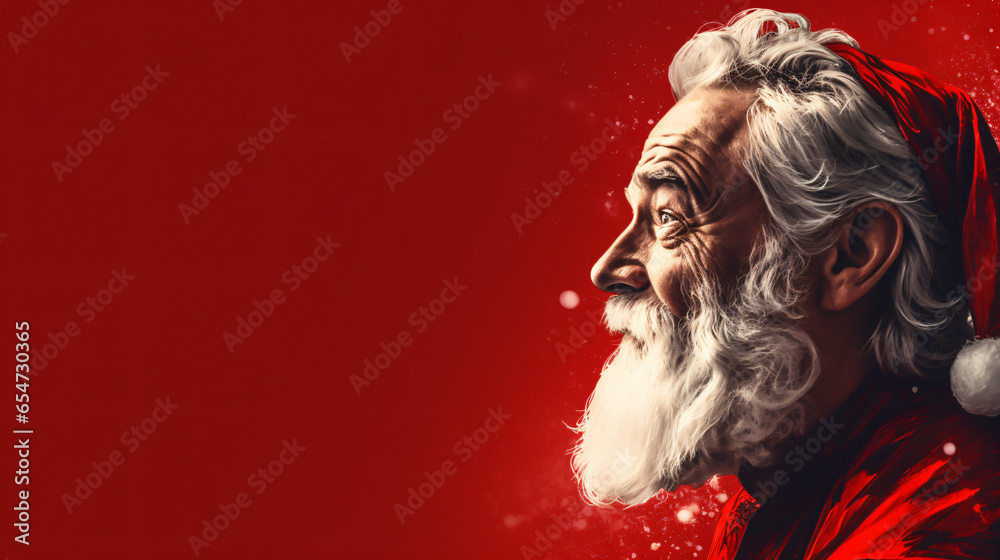 Emotional Santa Claus on isolated background - obrazy, fototapety, plakaty 