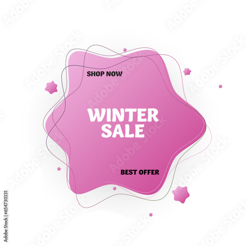 Winter sale banner. Sale offer. Gradient shape badge, discount text. Vector illustration