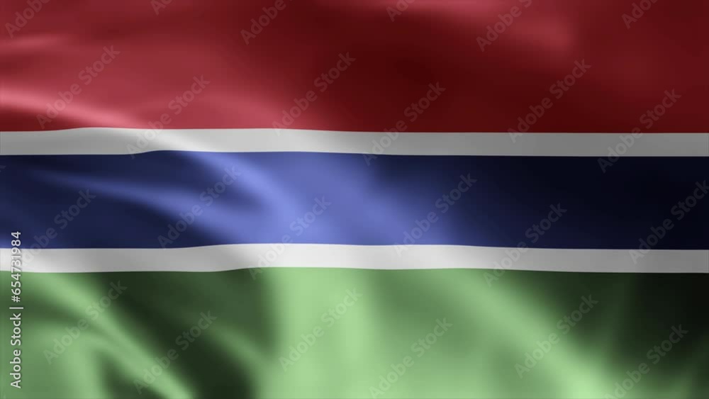 Gambia flag is waving 3D animation. Gambia flag waving in the wind ...