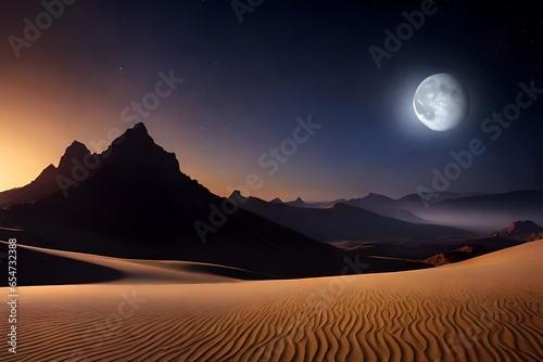 moon in the night at desert
