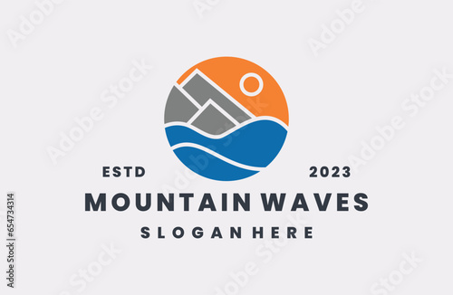 Free Download Mountain waves  logo vector icon illustration hipster vintage retro - GFXLoad