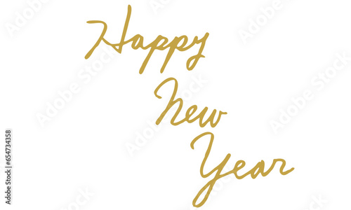 Happy New Year 　手書き文字　筆記体　英語　年賀状