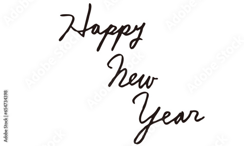 Happy New Year 　手書き文字　筆記体　英語　年賀状