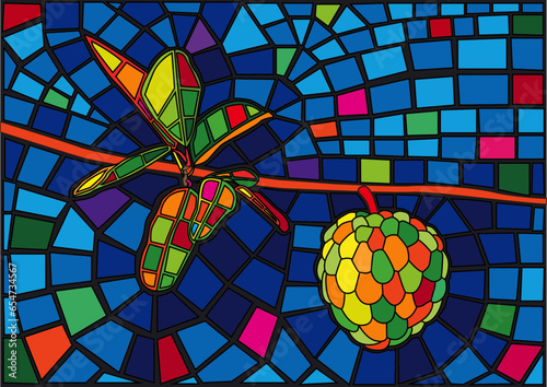 custard apple stained glass background illustration vector