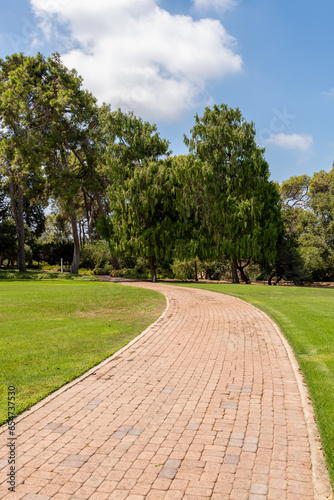 Fototapeta Naklejka Na Ścianę i Meble -  The beautiful landscaped park Ramat Hanadiv with many paths going through it near Zichron Yaakov, Israel. 
