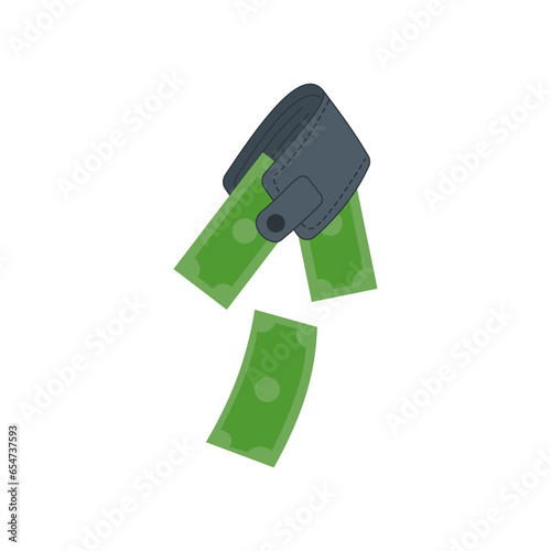 Black wallet with two green bills emerging, suggesting abundance, wealth, or financial security