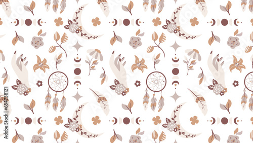 Seamless pattern in boho style. Vector illustration