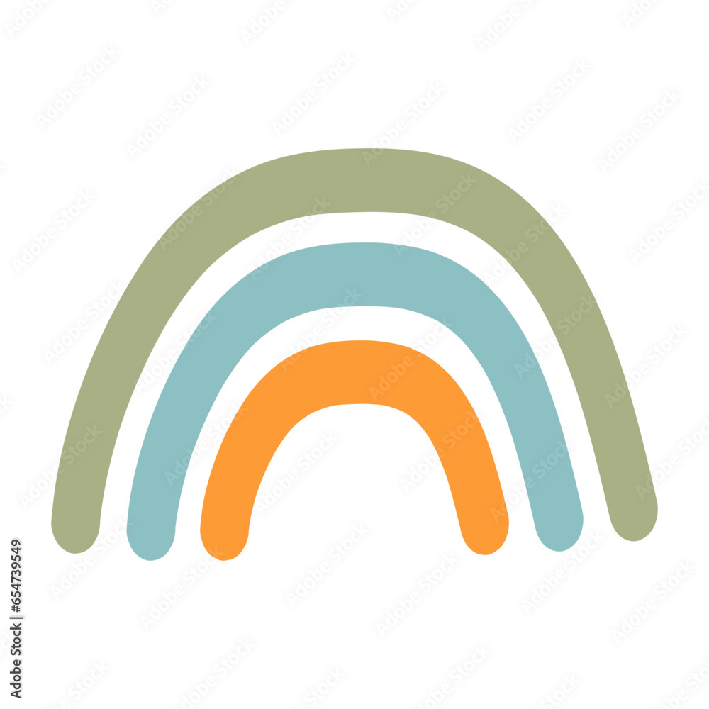 Boho scandinavian rainbow. Cute childish abstract arc in vintage pastel colors. Boho scandinavian rainbow. Cute childish abstract arc in vintage pastel colors.