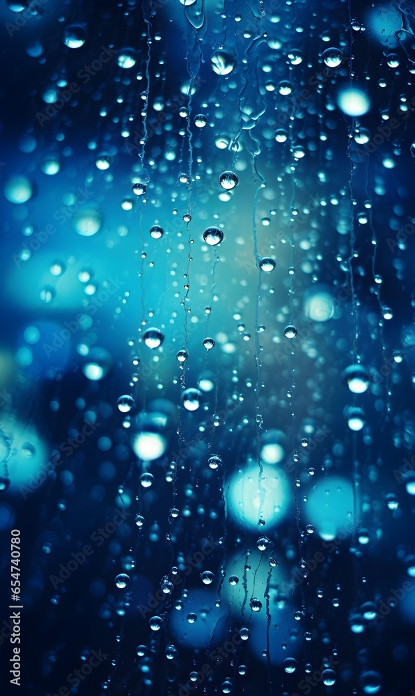 Rain drops on window glass with bokeh background Rain drops on window glass with bokeh background