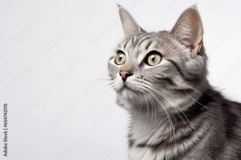Beautiful pet cat portrait on white background