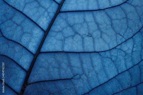 Blue leaf texture abstract background in closeup