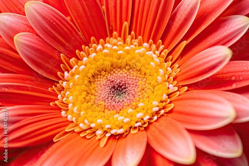 Close up macro photography of a multicolored Gerbera flower creating a natural and romantic floral background for a postcard