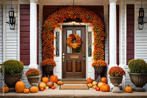 autumn in front of a house